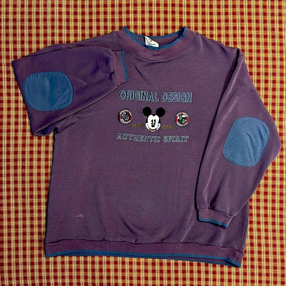 Mickey And Co Disney Vintage Purple & Blue Long Sleeve Embroidered Crewneck